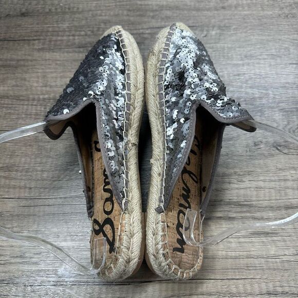 Sam Edelman~Women’s~”Kerry” Pewter Sequin Espadrille Slide Mules~Size 8.5 - Picture 6 of 9